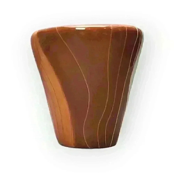 Pier 1 Imports Canyon Stripe 16oz Coffee Mug Tea Cup Hand Painted Orange & White - Picture 2 of 7